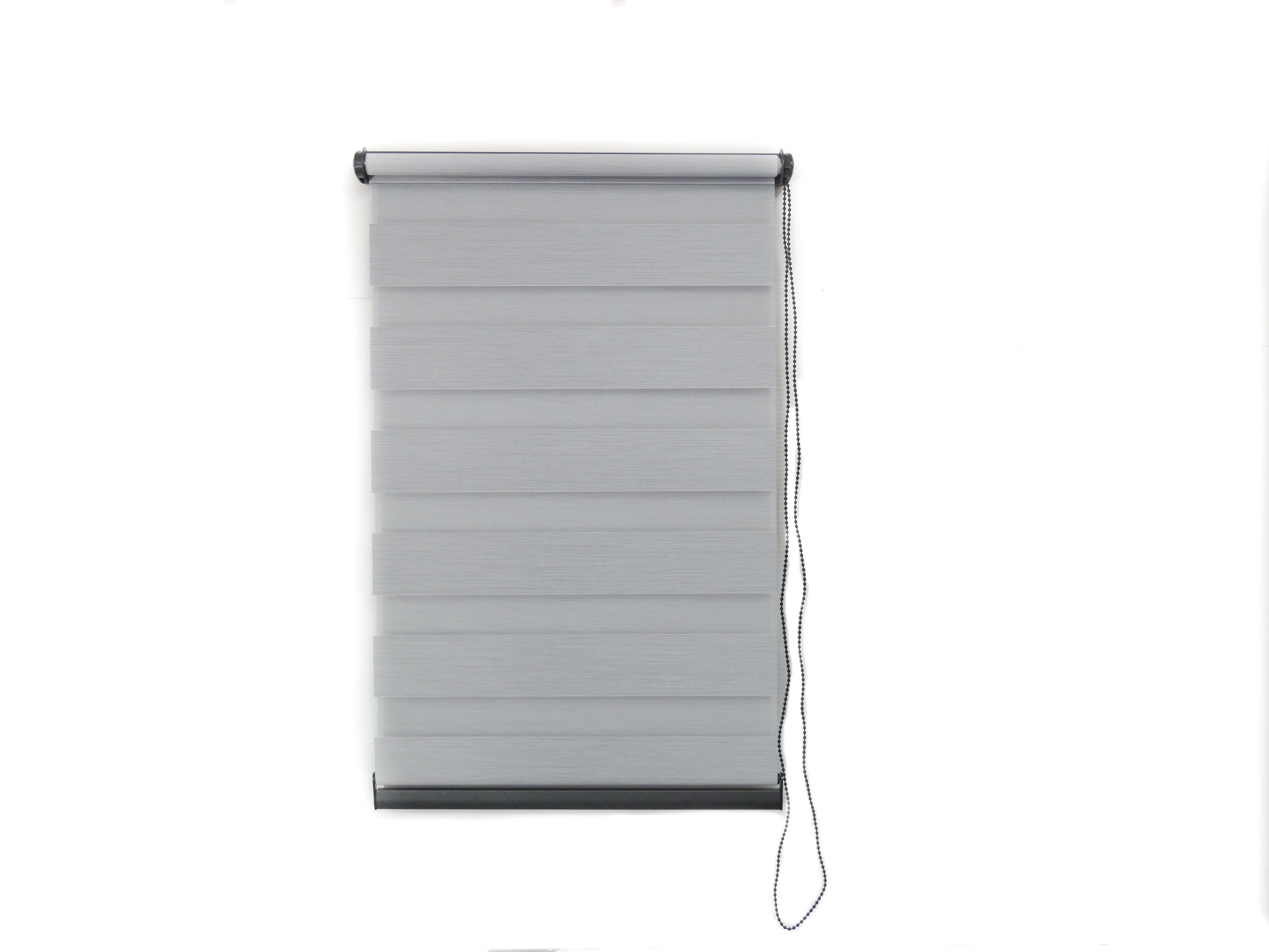 Jaluzea tip roletă zebră 2904 Blackout, Day&Night, accesorii albe/ maro/ gri antracit, țesătură gri - imagine 3