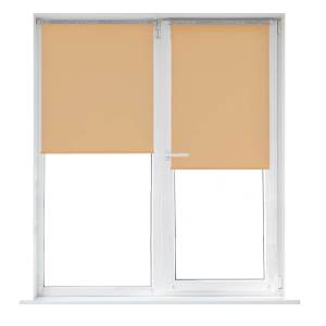 Jaluzea tip roletă textilă Blackout cu cauciuc 053, accesorii albe/ maro/ gri antracit, țesătură bej