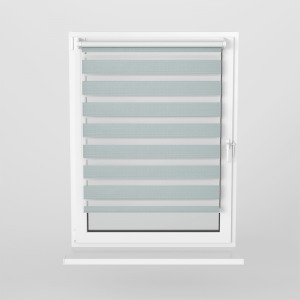 Jaluzea tip roletă zebră 1214 Semitransparentă, Day&Night, accesorii albe/ maro/ gri antracit, țesătură gri