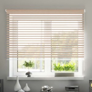 Jaluzea tip roletă zebră 3D 03 Semitransparentă, Day&Night, accesorii albe/ maro/ gri antracit, țesătură bej