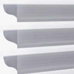 Jaluzea tip roletă zebră 3D 04 Semitransparentă, Day&Night, accesorii albe/ maro/ gri antracit, țesătură gri