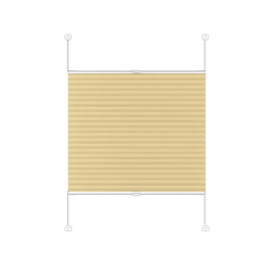Jaluzea plisată simplă semitransparentă CORRIDA 0-1122, accesorii albe/ maro/ gri antracit, țesătură galben unt