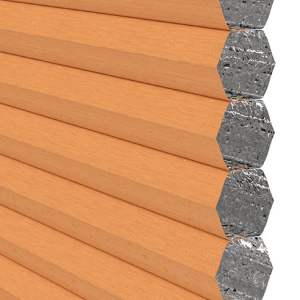 Jaluzea plisată dublă BLACKOUT DISCO A-9225, accesorii albe/ maro/ gri antracit, țesătură portocalie