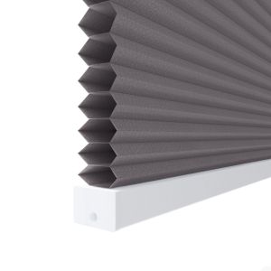 Jaluzea plisată dublă BLACKOUT LARGO A-4001, accesorii albe/ maro/ gri antracit, țesătură gri antracit