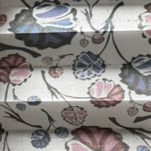 Jaluzea plisată simplă semitransparentă TOGO-01-0701, accesorii albe/ maro/ gri antracit, țesătură florală